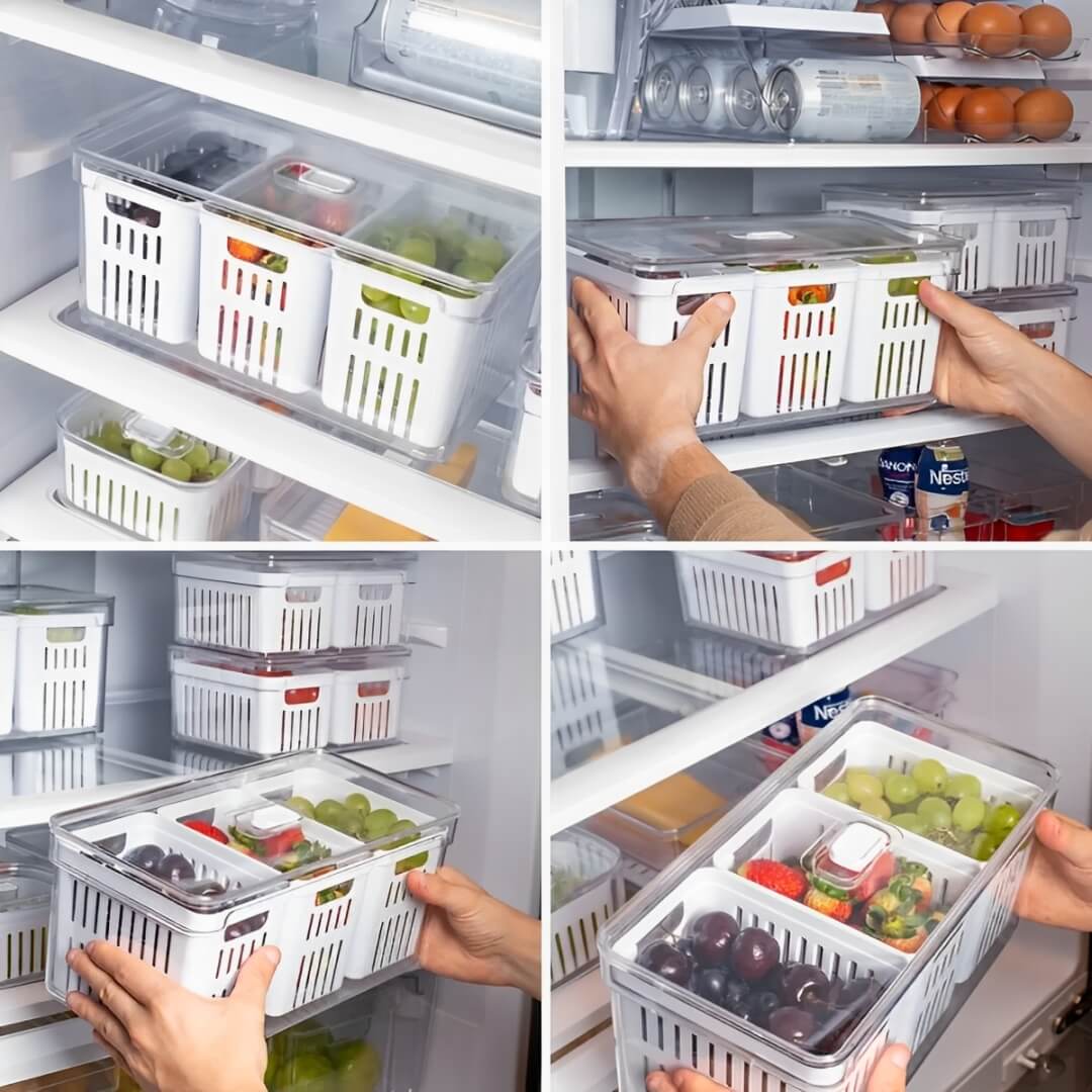 Organizador de Geladeira com 3 Cestos