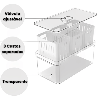Organizador de Geladeira com 3 Cestos