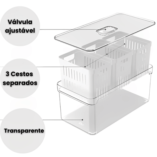 Organizador de Geladeira com 3 Cestos